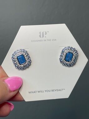 Bomb Party After the Storm Aqua Blue Ice Crystal Rhodium Plating NWT $132 MSRP